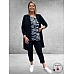 KAFFE CURVE Trui Lizzy Blue/Black Graphic